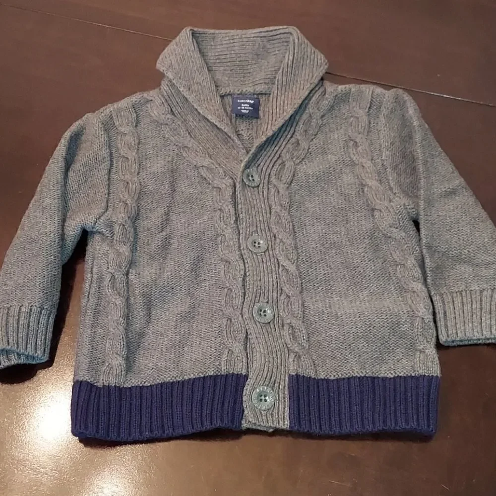 Baby Gap Gray Shawl Neck Cardigan Sweater 12-18M